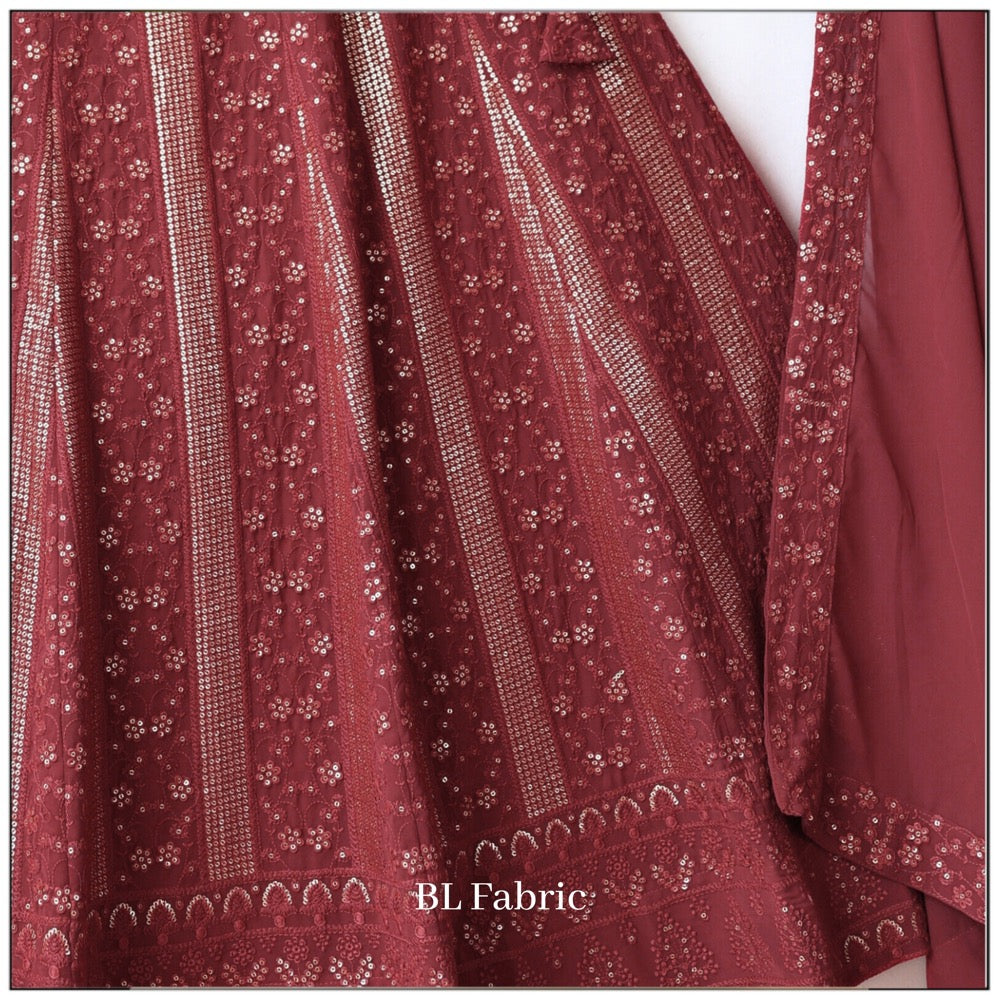 Maroon color Embroidery & Sequence work Designer Lehenga Choli for Wed ...