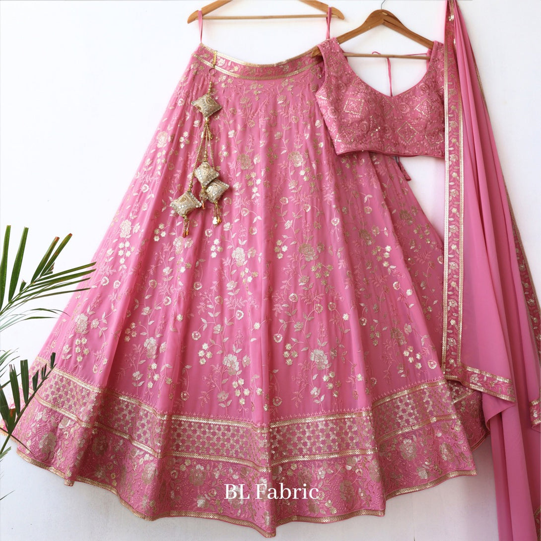 Light Pink color Embroidery & Sequence work Designer Lehenga Choli BL1253