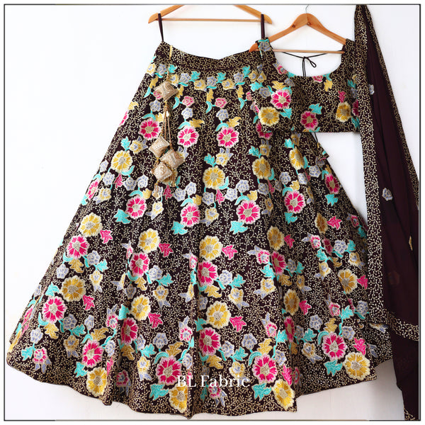 Brown color Embroidery & Sequence work Designer Wedding Lehenga Choli BL1255