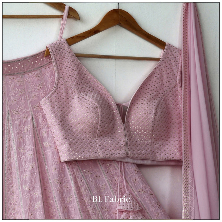 Light Pink color Sequence Embroidery work Designer Wedding Lehenga Choli BL1264 1
