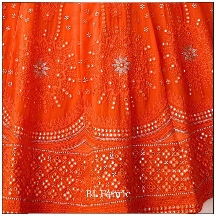 Orange color Mirror & Sequence Embroidery work Designer Wedding Lehenga Choli BL1266 4
