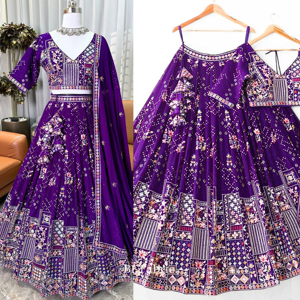 Purple color Sequence Embroidery work Designer Lehenga Choli for Any Function BL1348