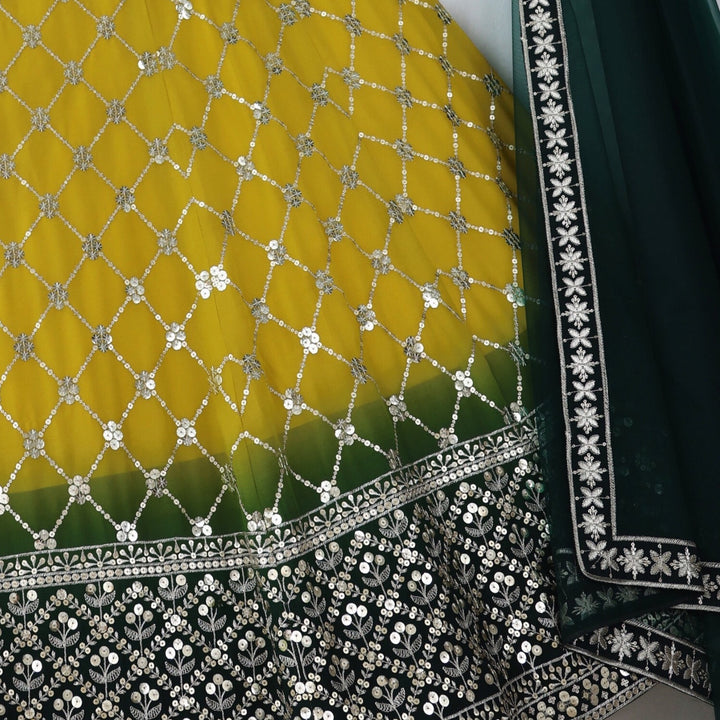 Yellow & Green color Sequence & Thread work Designer Wedding Lehenga Choli For Haldi & Mehendi Function BL1276 3