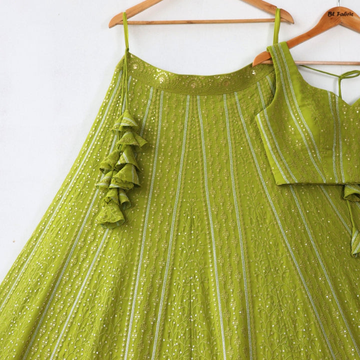 Green color Sequence & Thread work Designer Wedding Lehenga Choli For Wedding Function BL1278 1