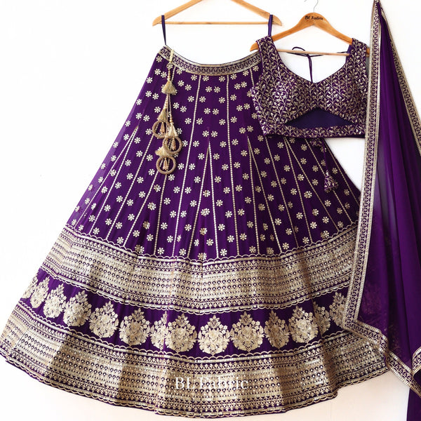 Purple color Sequence & Thread work Designer Wedding Lehenga Choli For Wedding Function BL1283