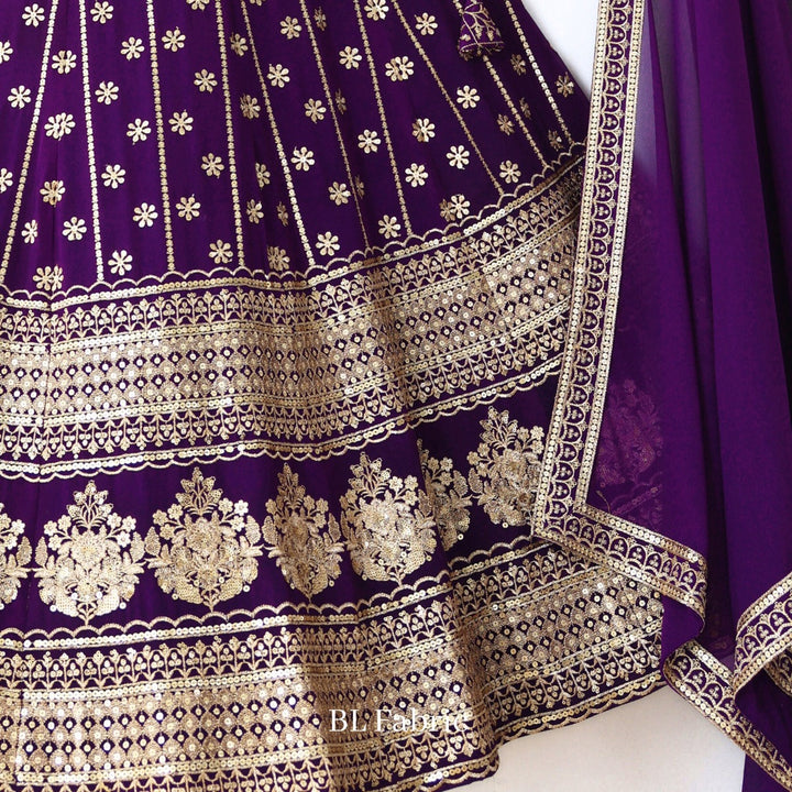 Purple color Sequence & Thread work Designer Wedding Lehenga Choli For Wedding Function BL1283 3