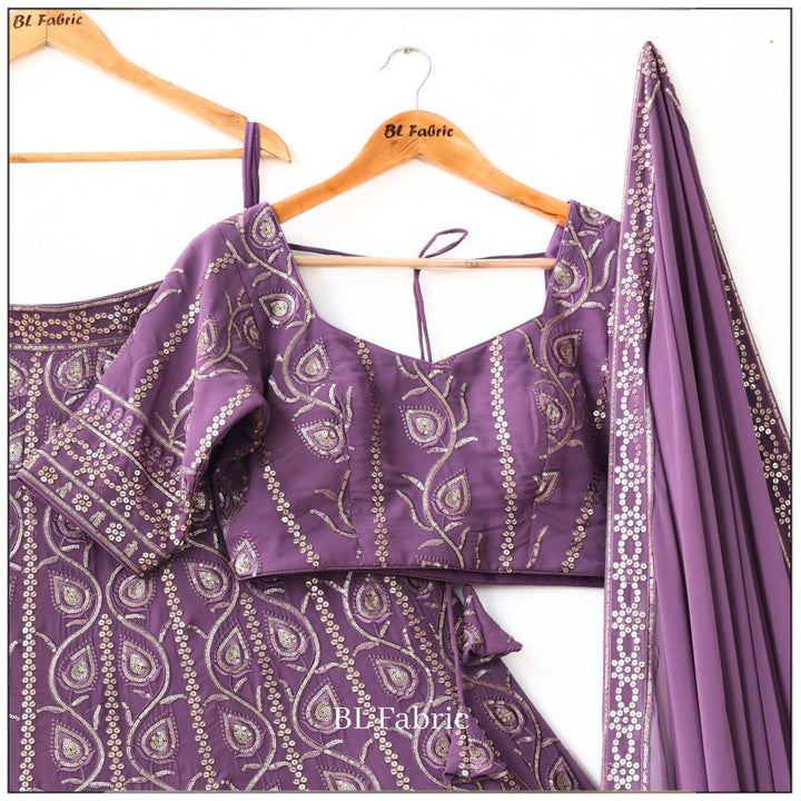 Rosy Purple color Sequence & Thread work Designer Wedding Lehenga Choli For Wedding Function BL1284 1