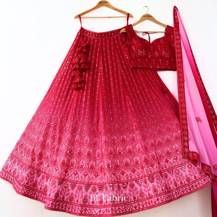 Shadding Pink color Sequence & Thread work Designer Wedding Lehenga Choli For Wedding Function BL1287