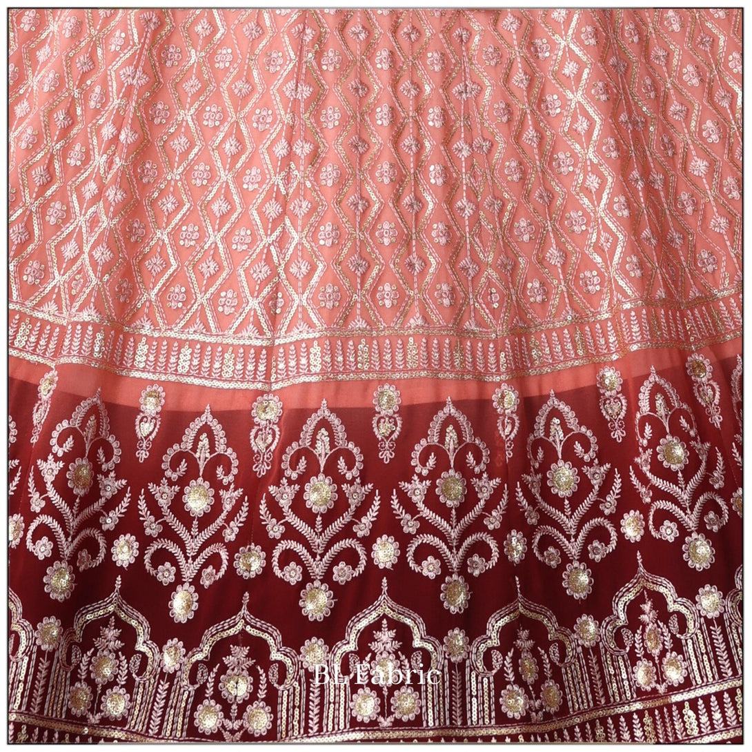 Peach Maroon Shading color Sequence & Thread work Designer Wedding Lehenga Choli BL1290 4