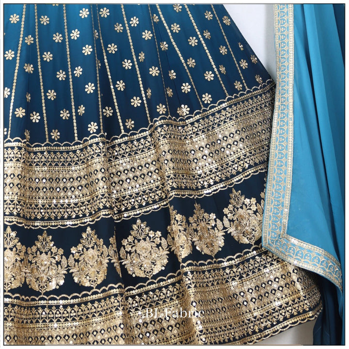 Shadding Firozi color Mirror & Sequence Thread work Designer Wedding Lehenga Choli For Wedding Function BL1292 3