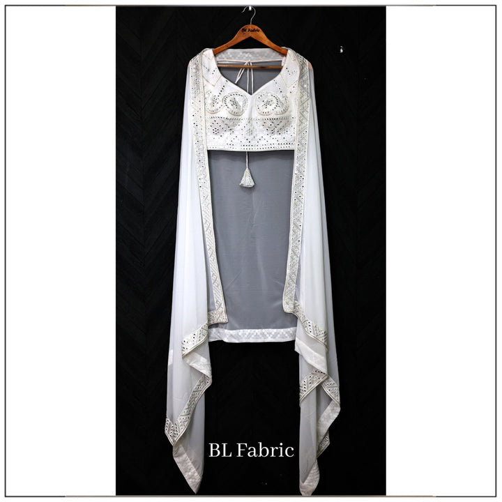 White color Mirror & Sequence Thread work Designer Wedding Lehenga Choli For Wedding Function BL1298 5