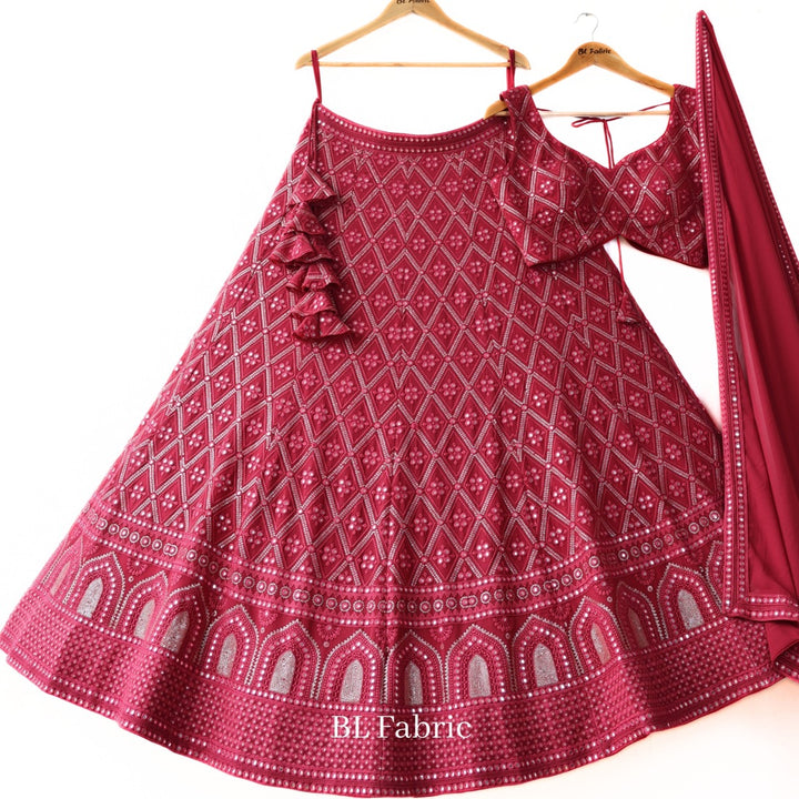 Mauve Pink color Sequence & Mirror work Designer Wedding Lehenga Choli For Wedding Function BL1302