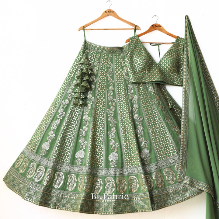 Green color Sequence & Zari Embroidery work Designer Wedding Lehenga Choli BL1309