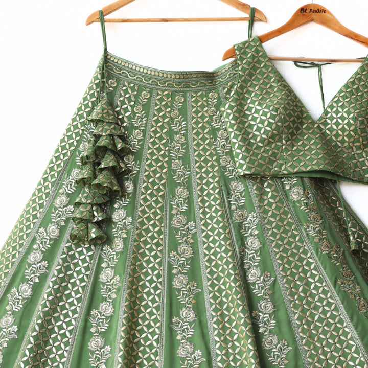 Green color Sequence & Zari Embroidery work Designer Wedding Lehenga Choli BL1309 1