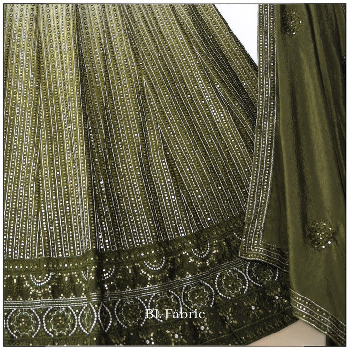Shadding Mehendi color Sequence Embroidery work Designer Wedding Lehenga Choli BL1308 3