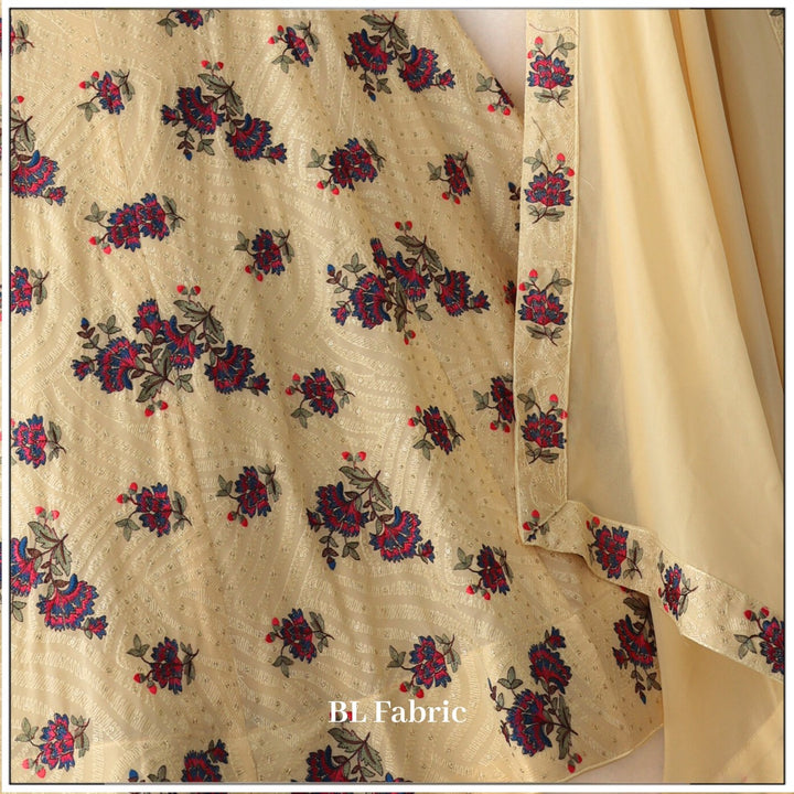 Cream color Embroidery Sequence work Designer Wedding Lehenga Choli For Wedding Function BL1319 3