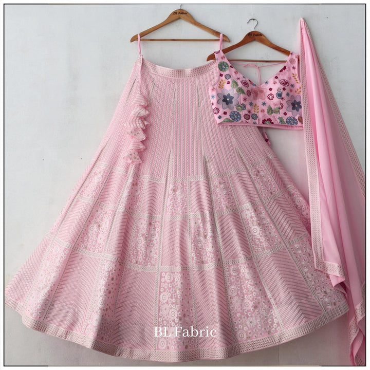 Light Pink color Sequence Embroidery work Designer Wedding Lehenga Choli BL1320 2