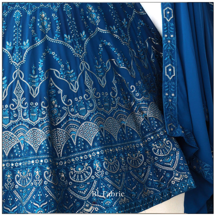 Blue color Sequence & Thread Embroidery work Designer Wedding Lehenga Choli BL1321 4