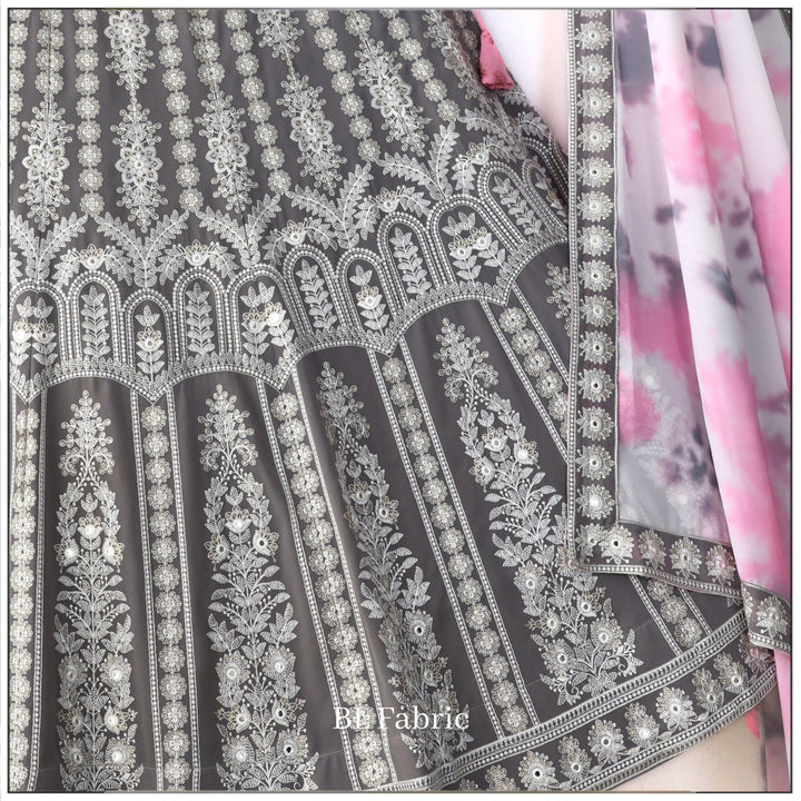 Grey Pink color Sequence & Mirror Embroidery work Designer Wedding Lehenga Choli BL1322 4