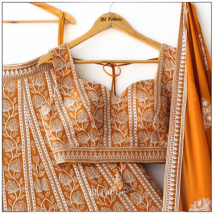 Orange color Sequence & Thread Embroidery work Designer Wedding Lehenga Choli BL1324 3