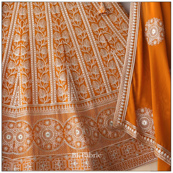 Orange color Sequence & Thread Embroidery work Designer Wedding Lehenga Choli BL1324 5