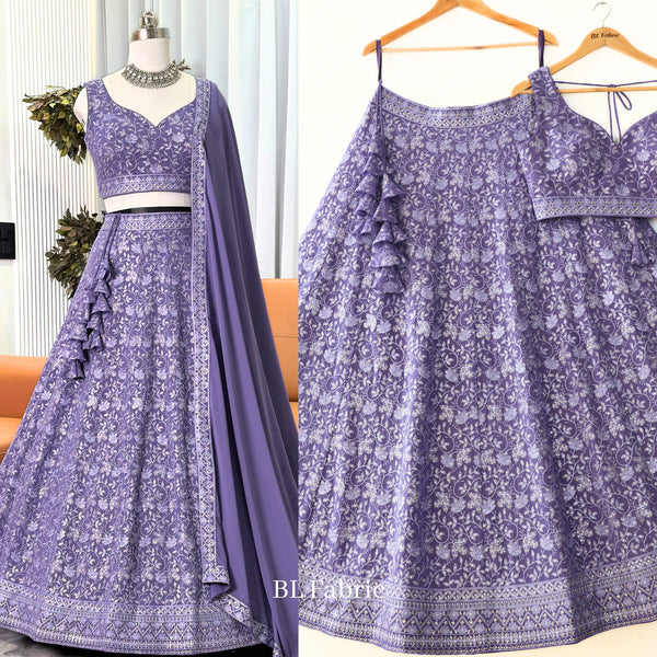 Rosy Purple color Sequence & Thread Embroidery work Designer Wedding Lehenga Choli BL1325