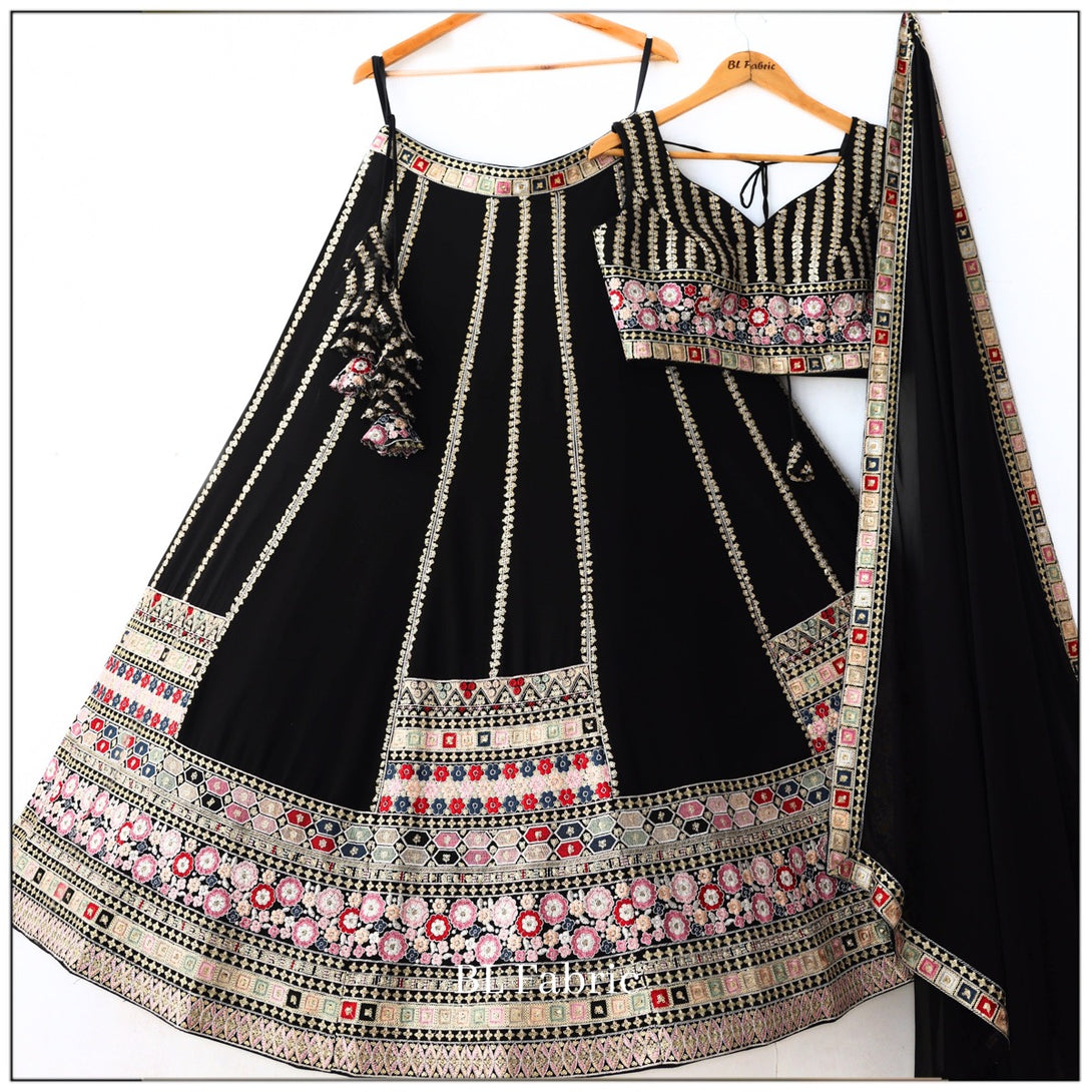 Black color Sequence Embroidery work Designer Wedding Lehenga Choli BL1328 1