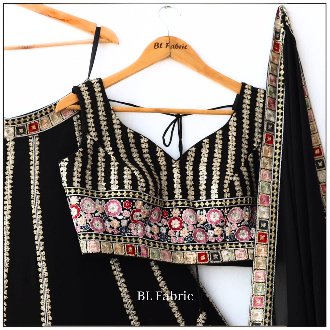 Black color Sequence Embroidery work Designer Wedding Lehenga Choli BL1328 2