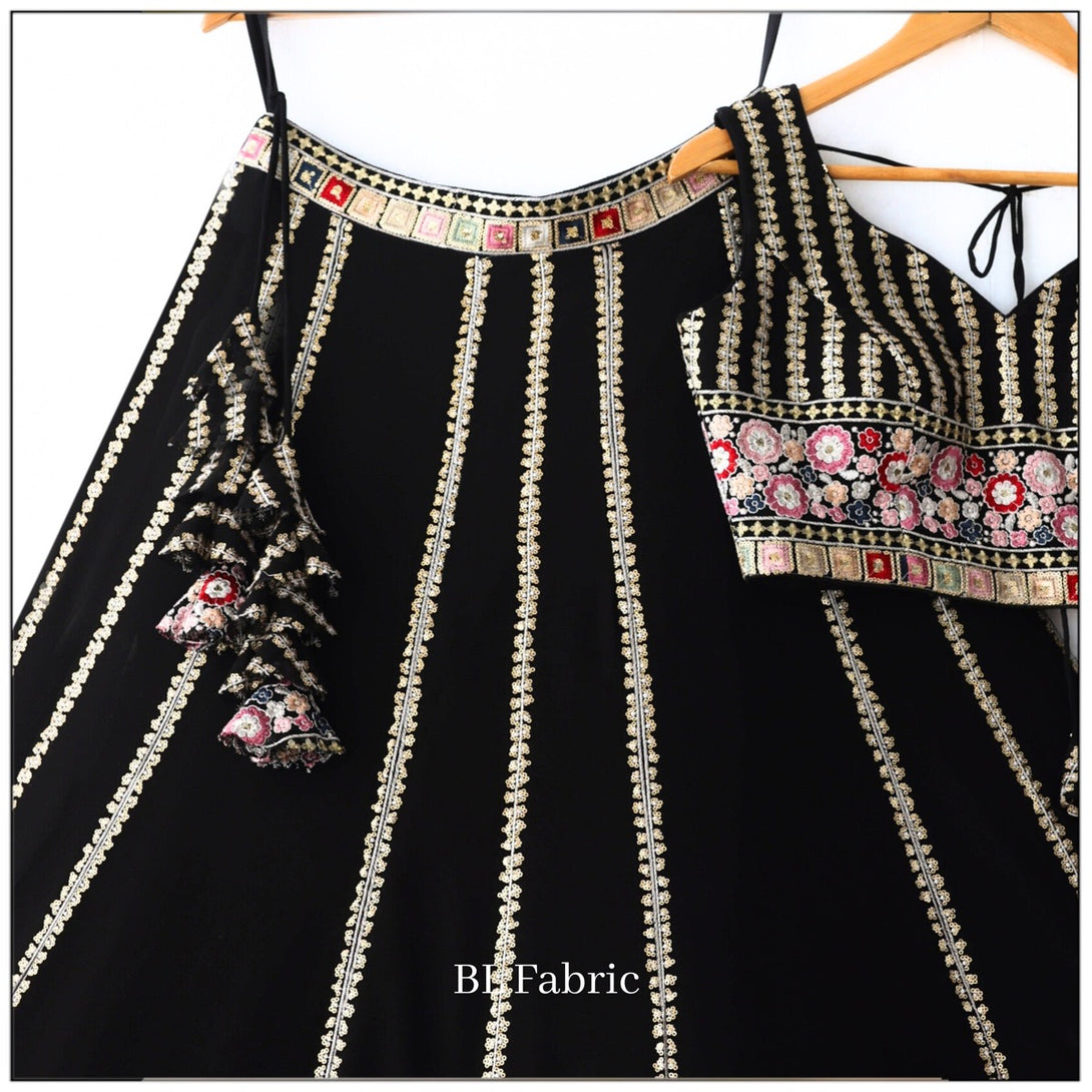 Black color Sequence Embroidery work Designer Wedding Lehenga Choli BL1328 3