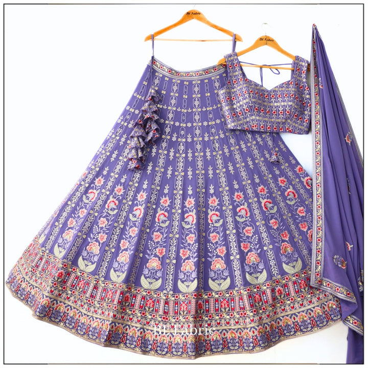 Rosy Purple color Sequence & Thread Embroidery work Designer Wedding Lehenga Choli BL1337 1