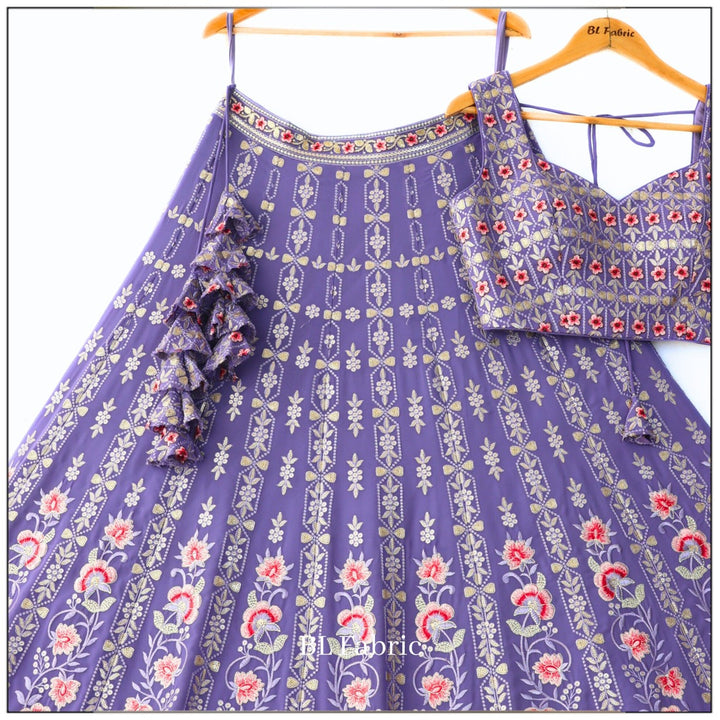Rosy Purple color Sequence & Thread Embroidery work Designer Wedding Lehenga Choli BL1337 3