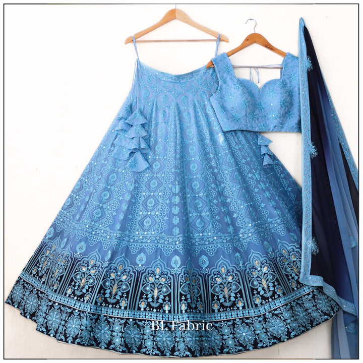 Shadding Blue color Sequence & Thread work Designer Wedding Lehenga Choli For Wedding Function BL1343 1