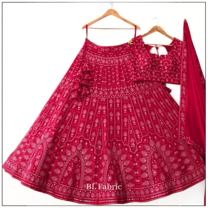 Pink color Mirror & Thread work Designer Wedding Lehenga Choli For Wedding Function BL1344 1