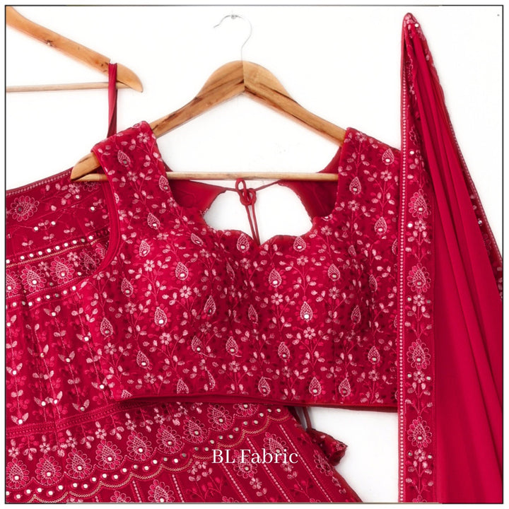 Pink color Mirror & Thread work Designer Wedding Lehenga Choli For Wedding Function BL1344 2