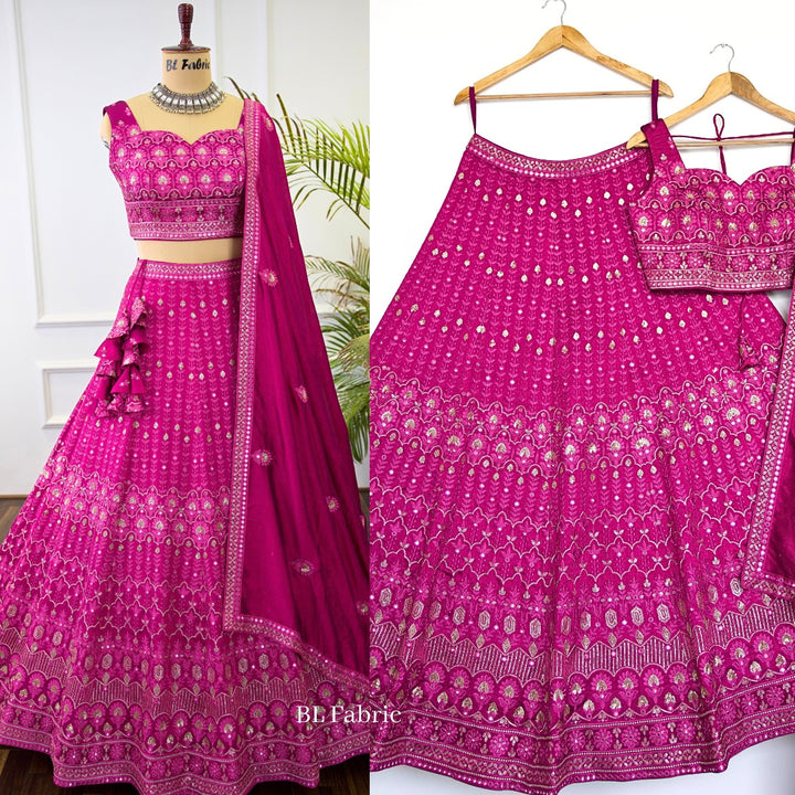 Pink color Designer Sequence Embroidery work Lehenga choli for Wedding Function BL1403