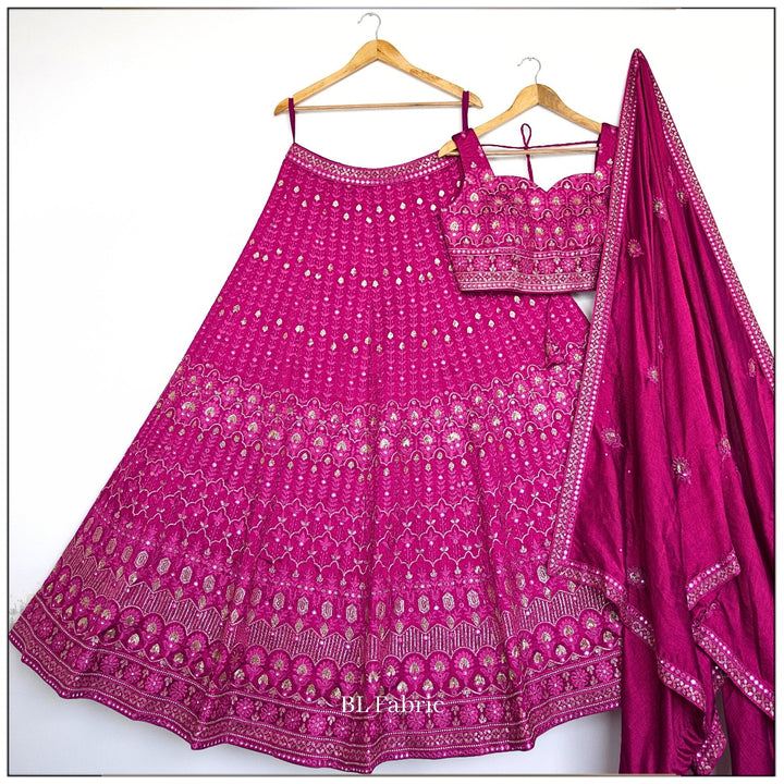Pink color Designer Sequence Embroidery work Lehenga choli for Wedding Function BL1403 4