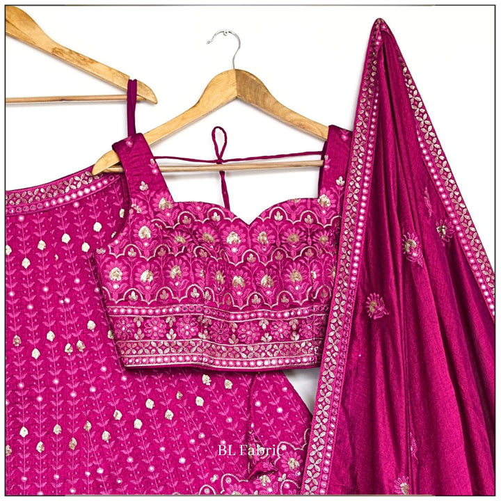 Pink color Designer Sequence Embroidery work Lehenga choli for Wedding Function BL1403 5
