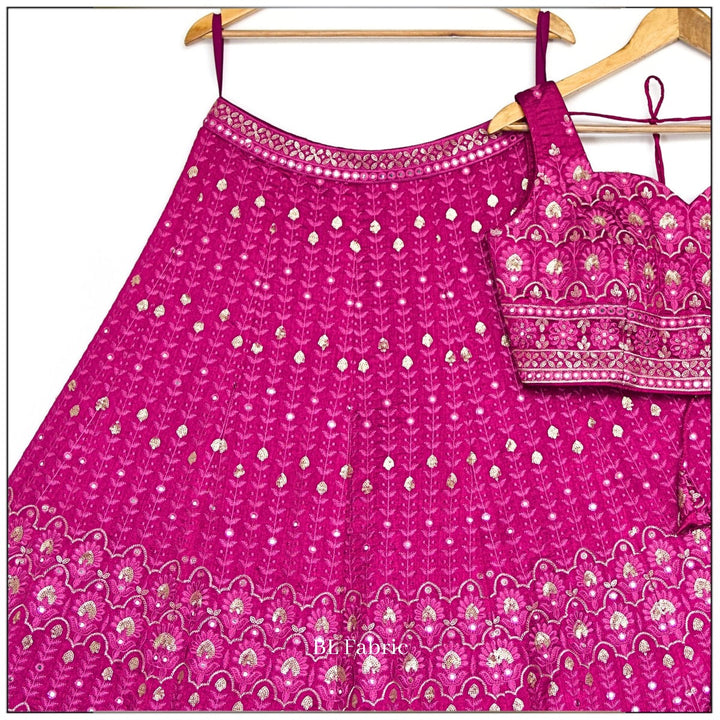 Pink color Designer Sequence Embroidery work Lehenga choli for Wedding Function BL1403 6