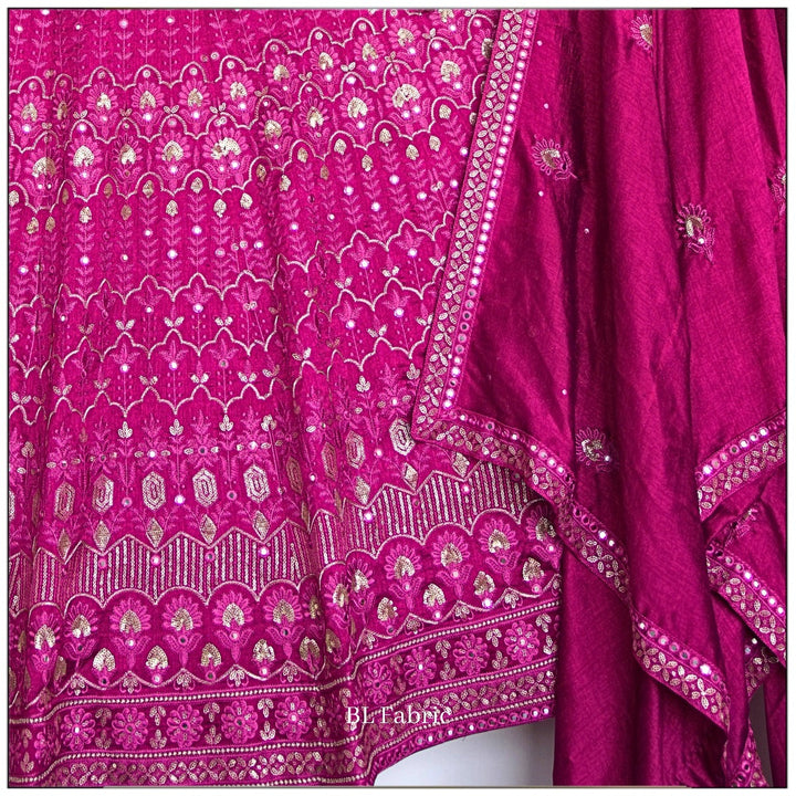 Pink color Designer Sequence Embroidery work Lehenga choli for Wedding Function BL1403 7