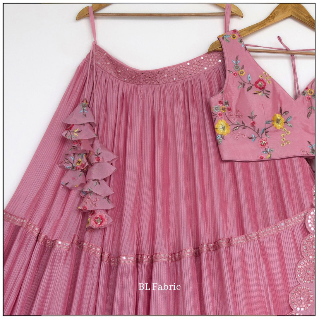 Pink color Crush & Embroidery work Ruffle Style Lehenga Choli for any ...