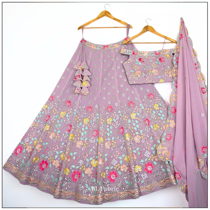 Light Purple color Sequence Embroidery work Designer Lehenga Choli for Wedding Function BL1427 4