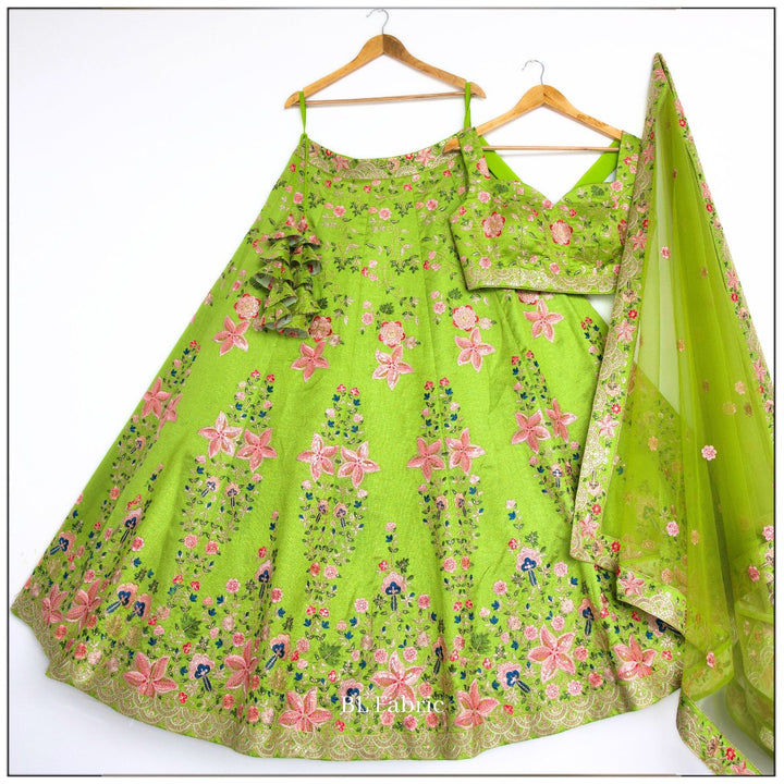 Green color Designer Sequence Embroidery work Lehenga choli for Wedding Function BL1429 5