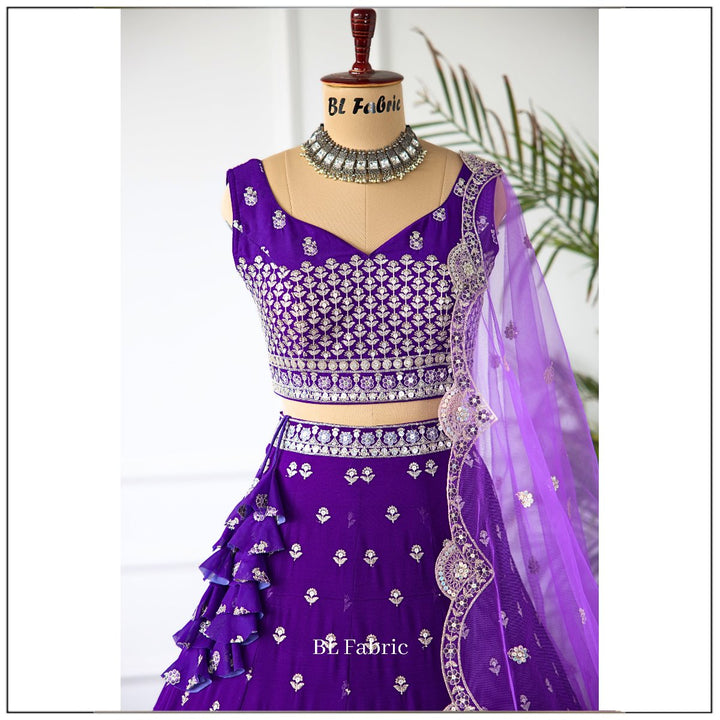 Shadding Purple color Sequence Embroidery work Designer Lehenga choli for Wedding Function BL1431 2