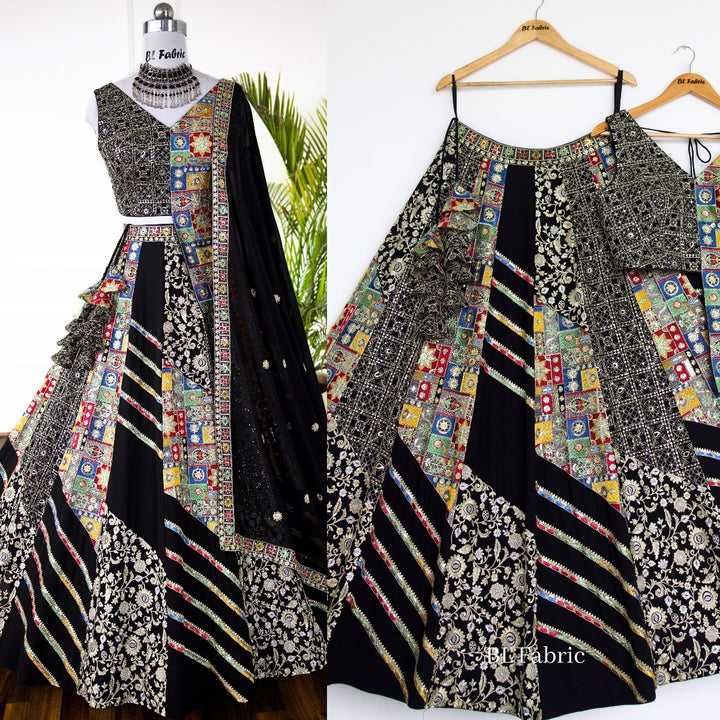 Black color Embroidery & Sequence work Designer Lehenga Choli for Wedding Function BL1441 4