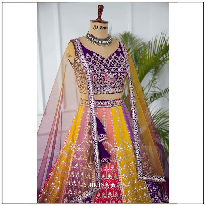 Multi color Sequence & Thread Embroidery work Designer Lehenga Choli for Any Function BL1450 2