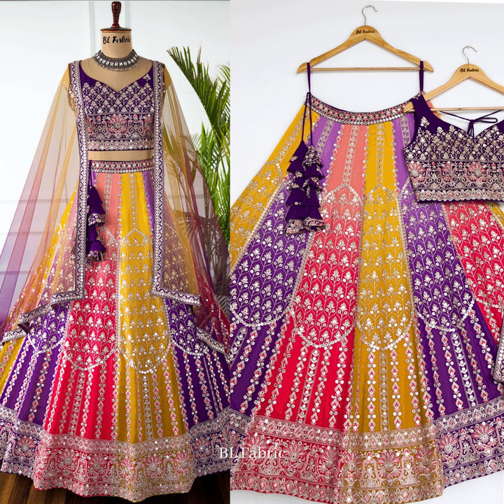 Multi color Sequence & Thread Embroidery work Designer Lehenga Choli for Any Function BL1450 4