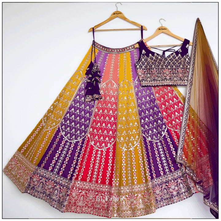 Multi color Sequence & Thread Embroidery work Designer Lehenga Choli for Any Function BL1450 5