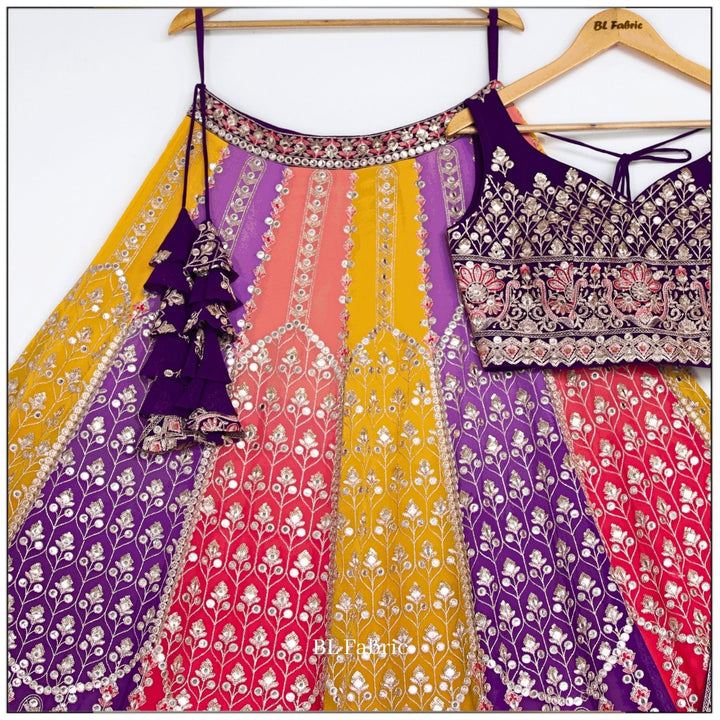 Multi color Sequence & Thread Embroidery work Designer Lehenga Choli for Any Function BL1450 7