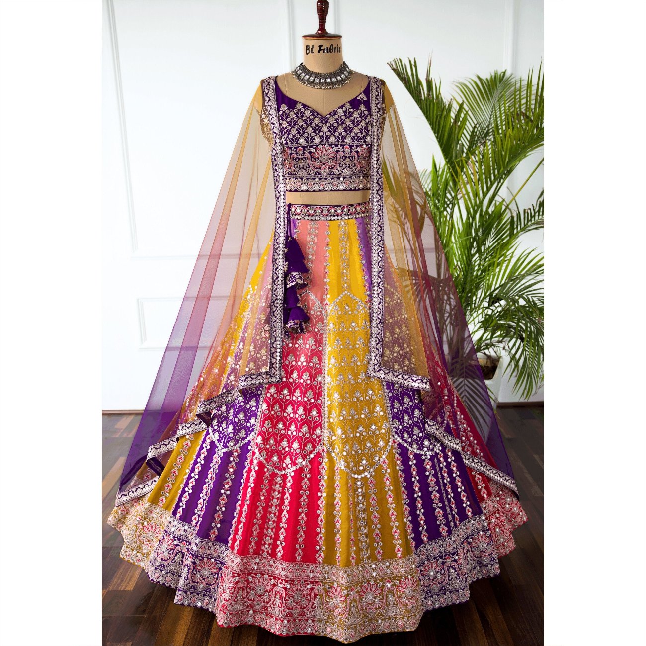 Multi color Sequence & Thread Embroidery work Designer Lehenga Choli for Any Function BL1450