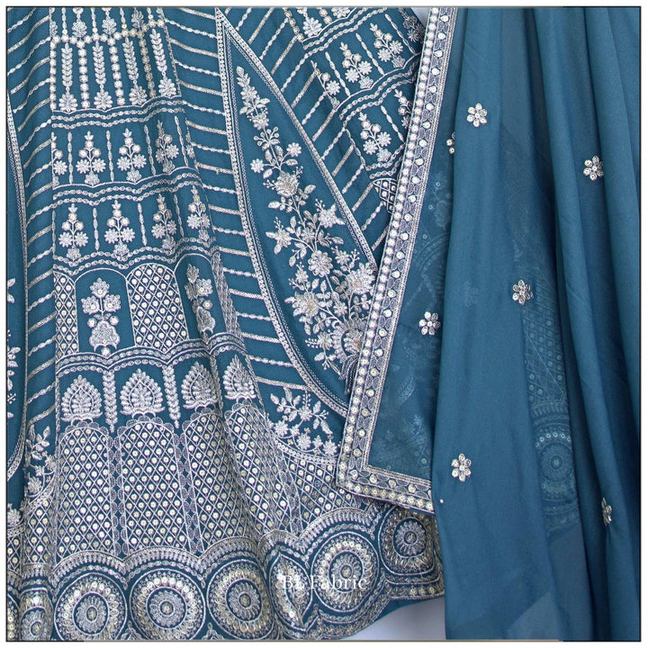 Light Blue color Embroidery & Sequence work Designer Lehenga Choli for Wedding Function BL1452 7